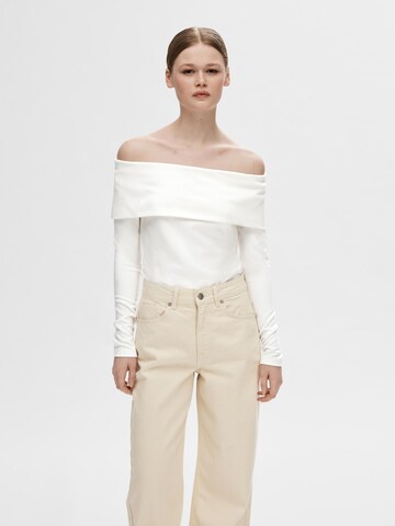T-shirt SELECTED en blanc : devant