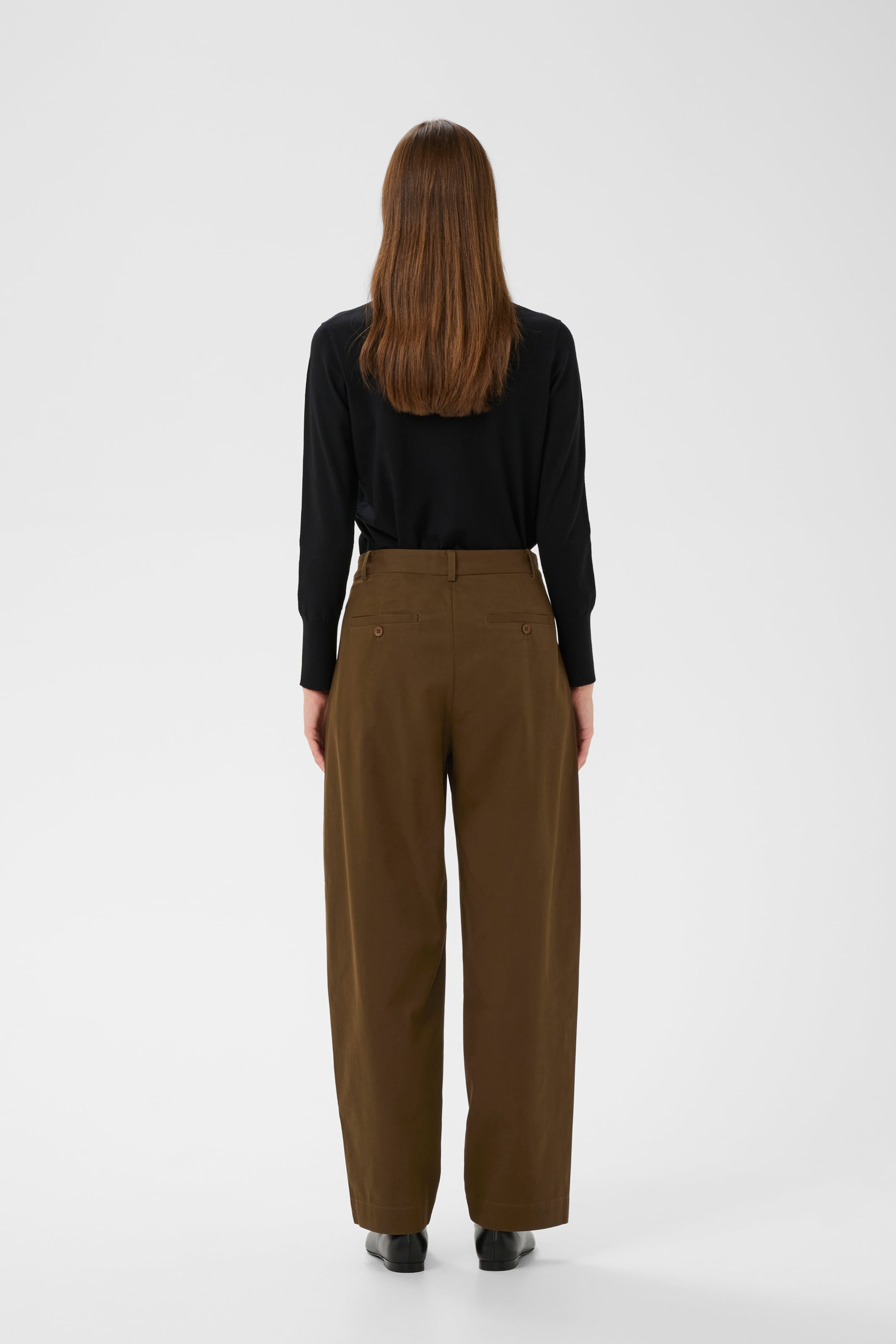 InWear - Perna larga Calças em castanho