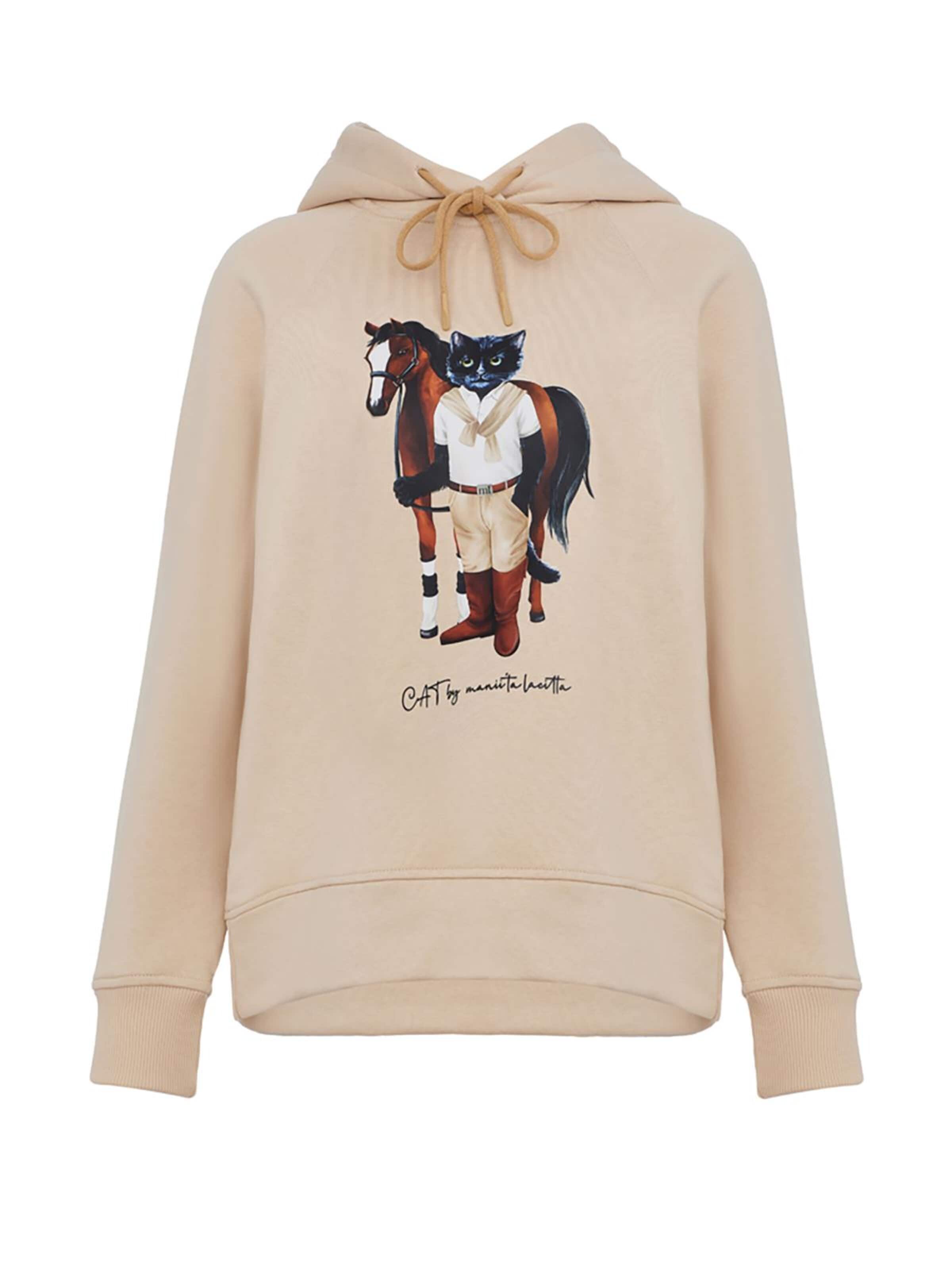 Sweat-shirt 'Rider Cat' Cat e Lolette en beige : devant