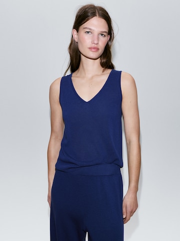 MANGO Wide leg Broek 'VELLA' in Blauw