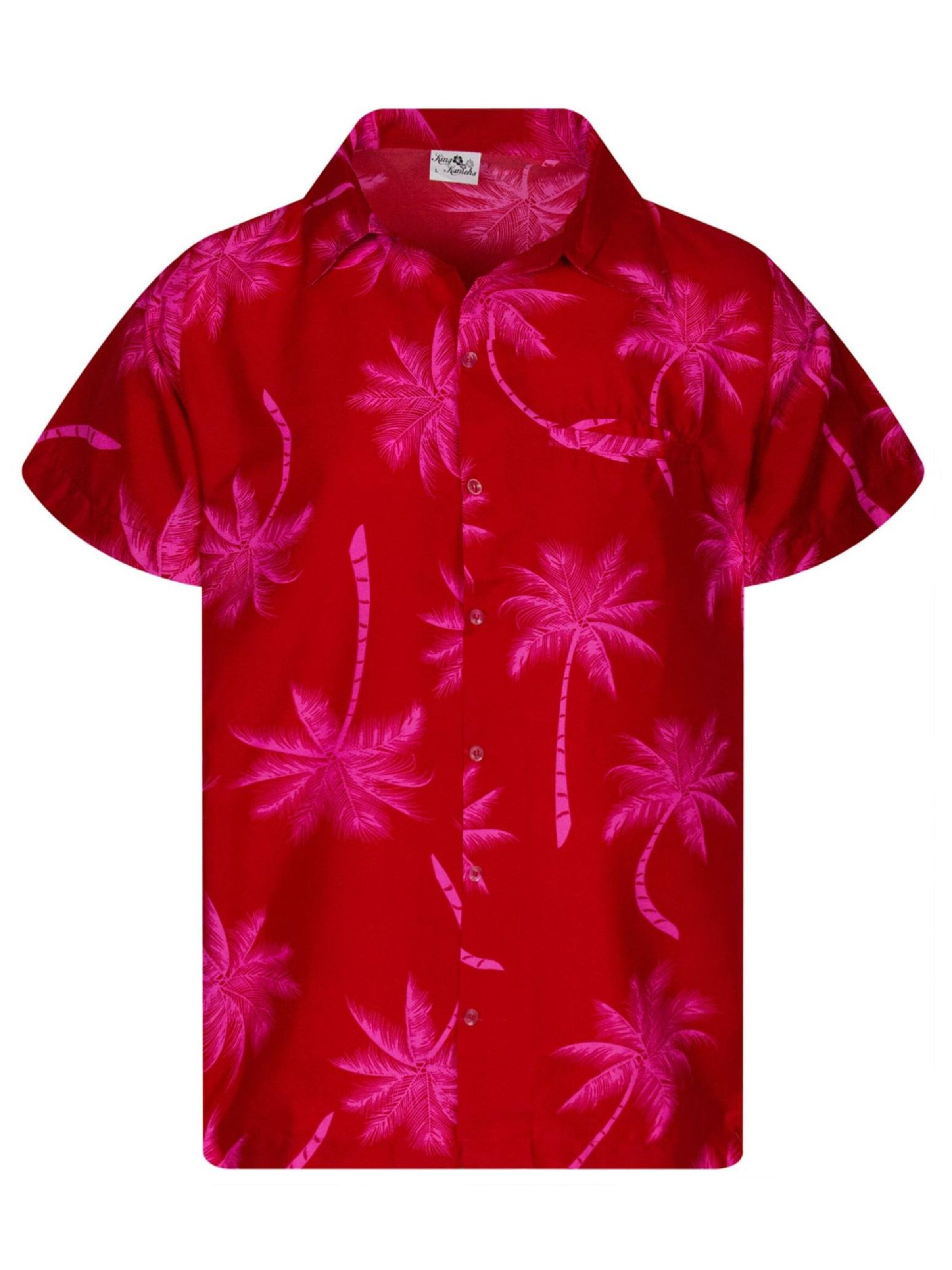 King Kameha Shirt 'Palmshadow' in Pink: front