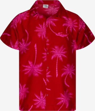 King Kameha Shirt 'Palmshadow' in Pink: Vorderseite