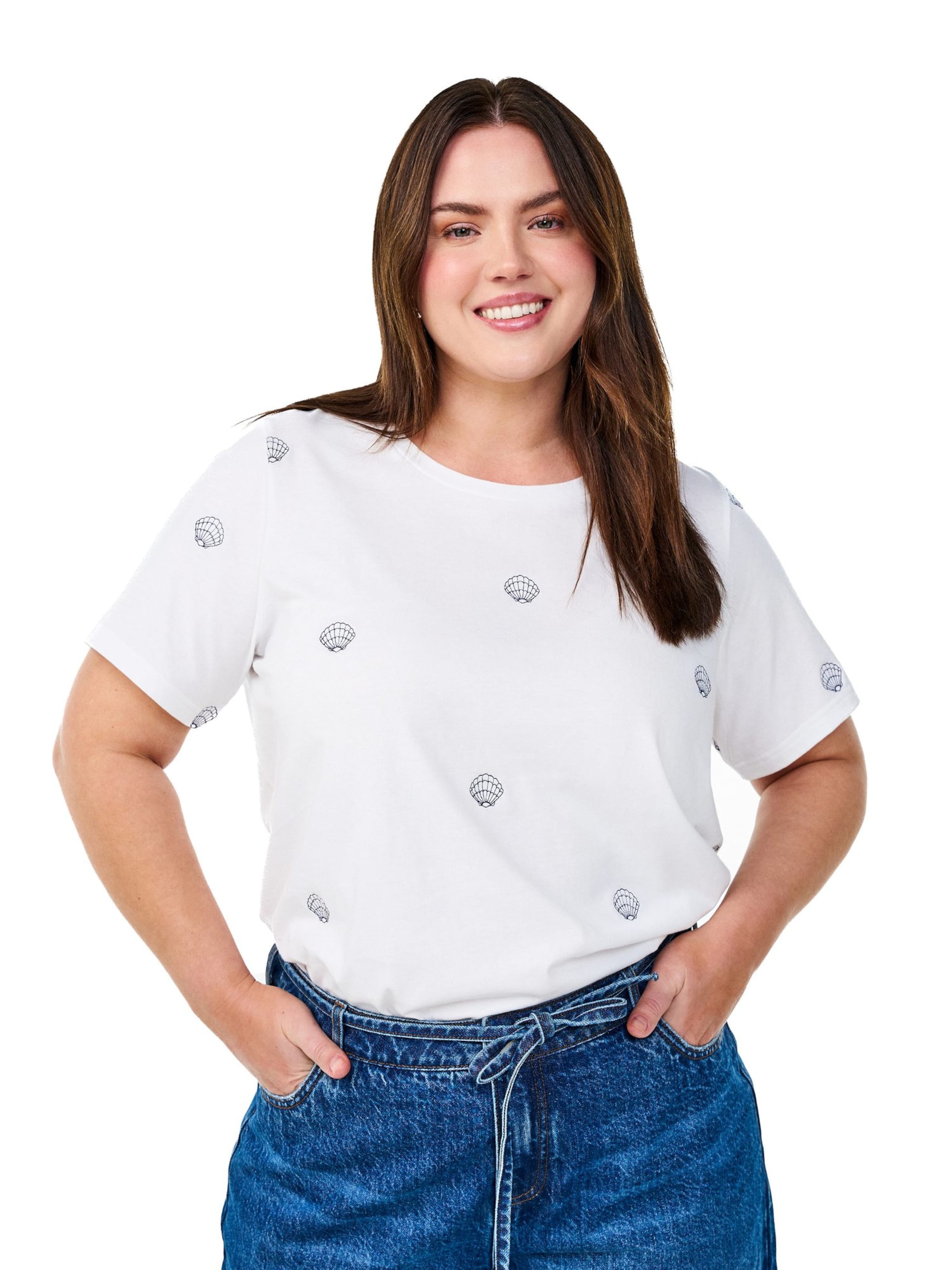 Zizzi Majica 'Velin' | bela barva: sprednja stran