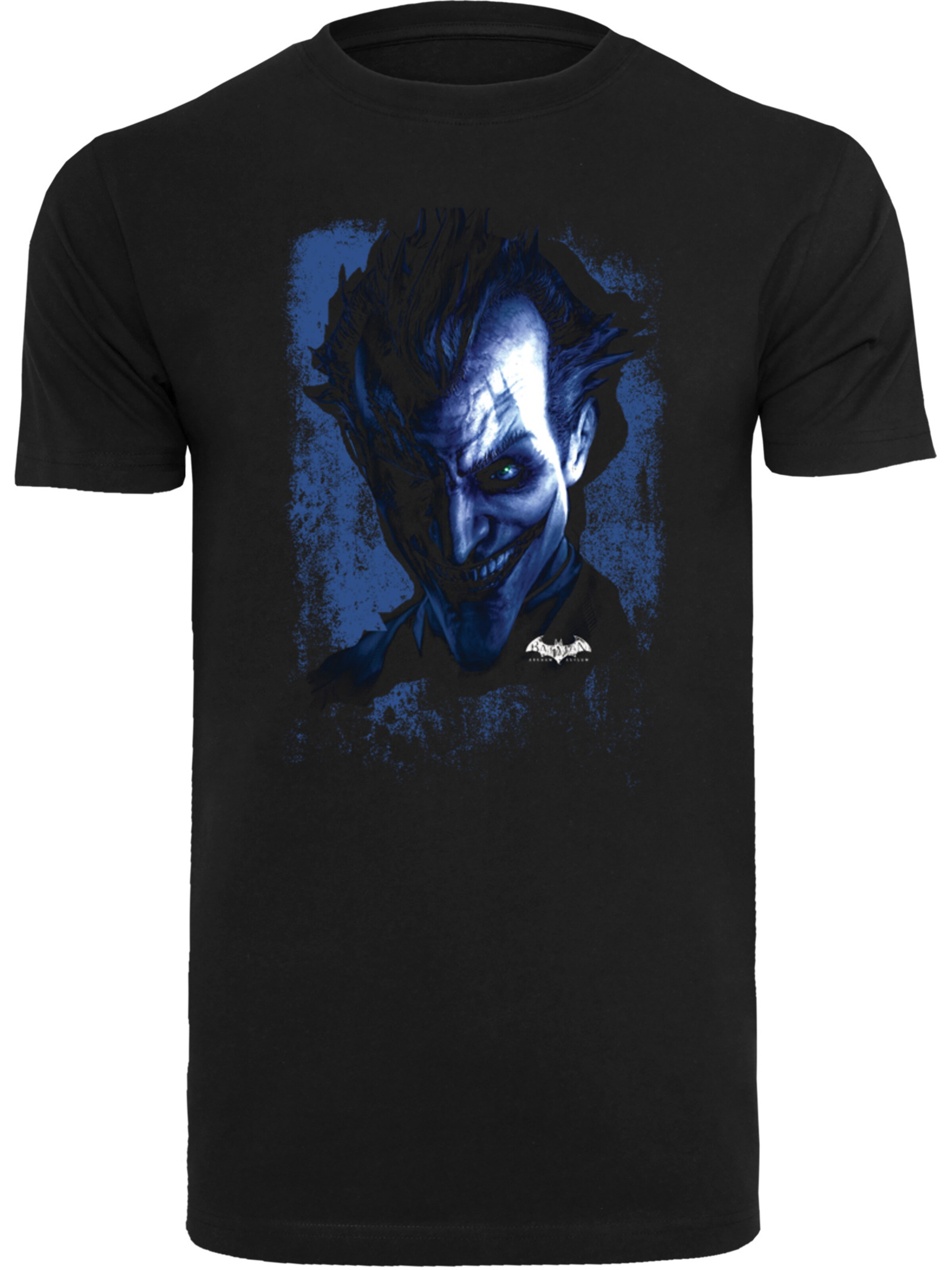 F4NT4STIC Shirt 'DC Comics Batman Arkham Asylum Joker Face' in Zwart: voorkant