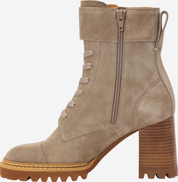 See by Chloé Lace-up bootie 'Mallory' in Beige