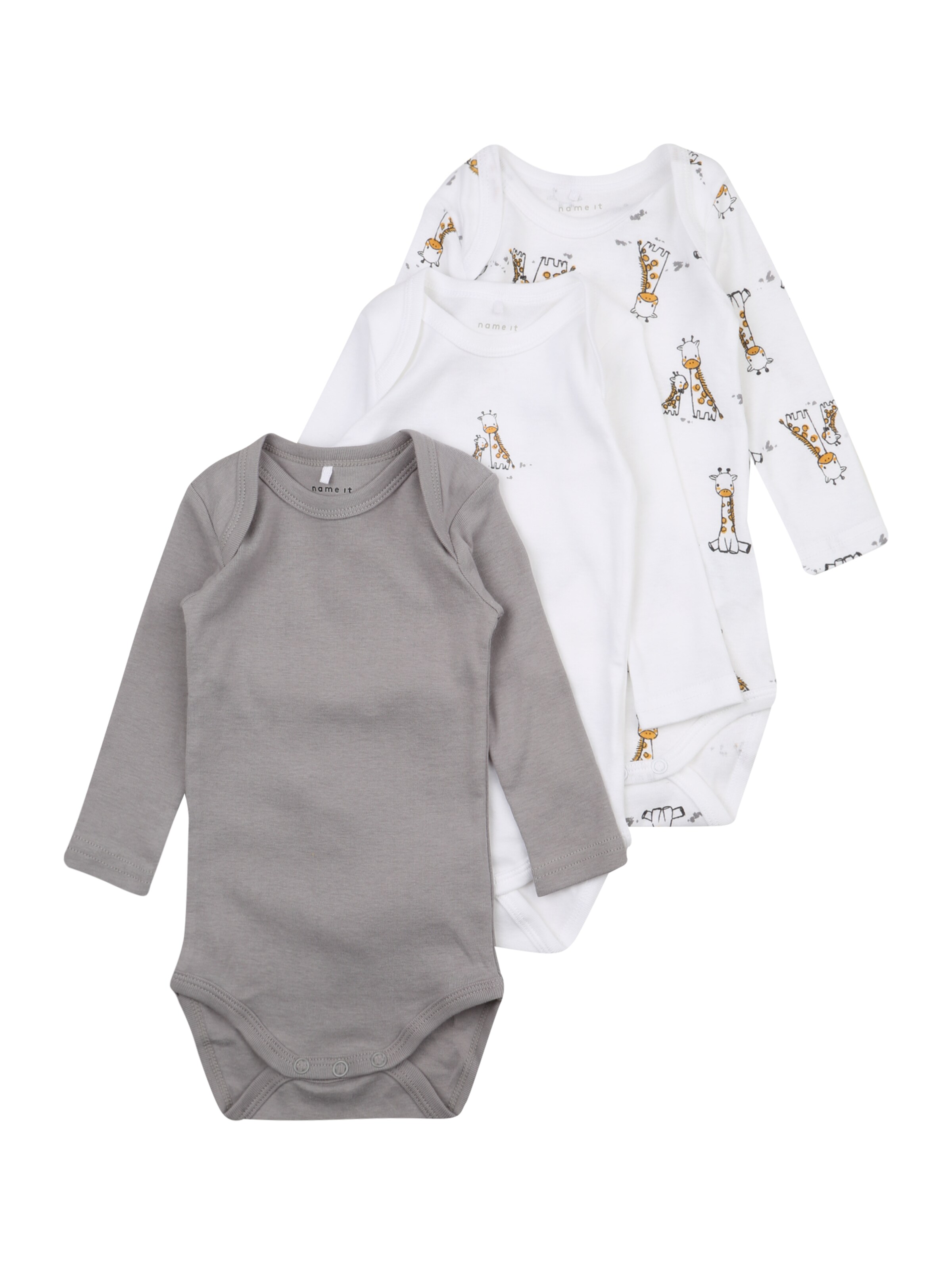 Kinder Kids (Gr. 92-140) NAME IT Body in Taupe, Weiß - AX50399
