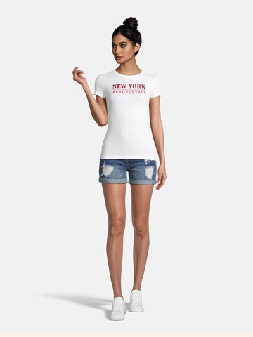 AÉROPOSTALE T-Shirt 'JULY NEW YORK' in Weiß
