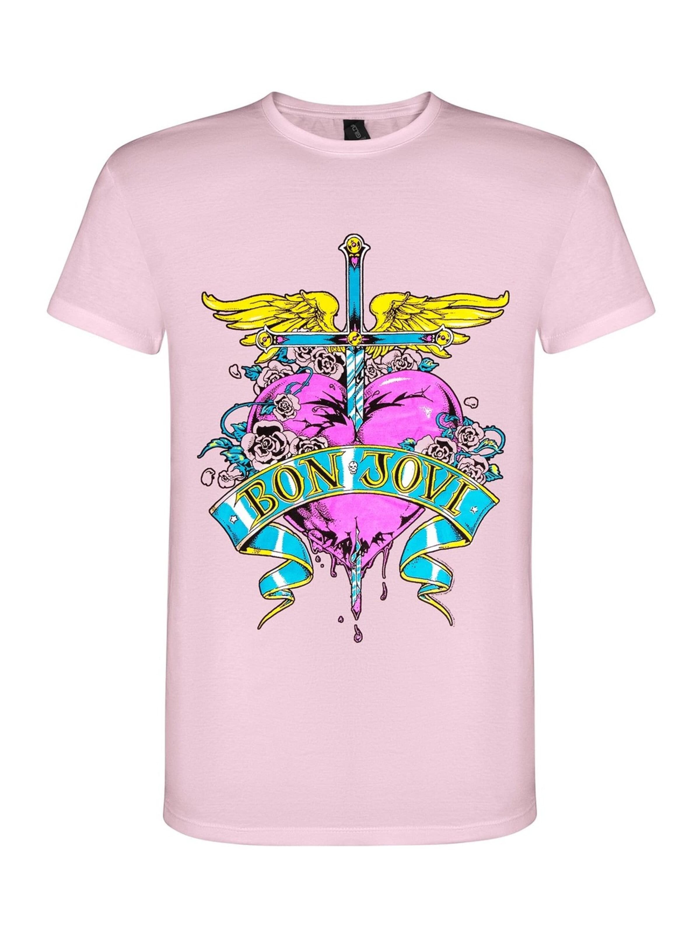 Bon Jovi Shirt 'Bon Jovi Heart Vintage' in Pink: front