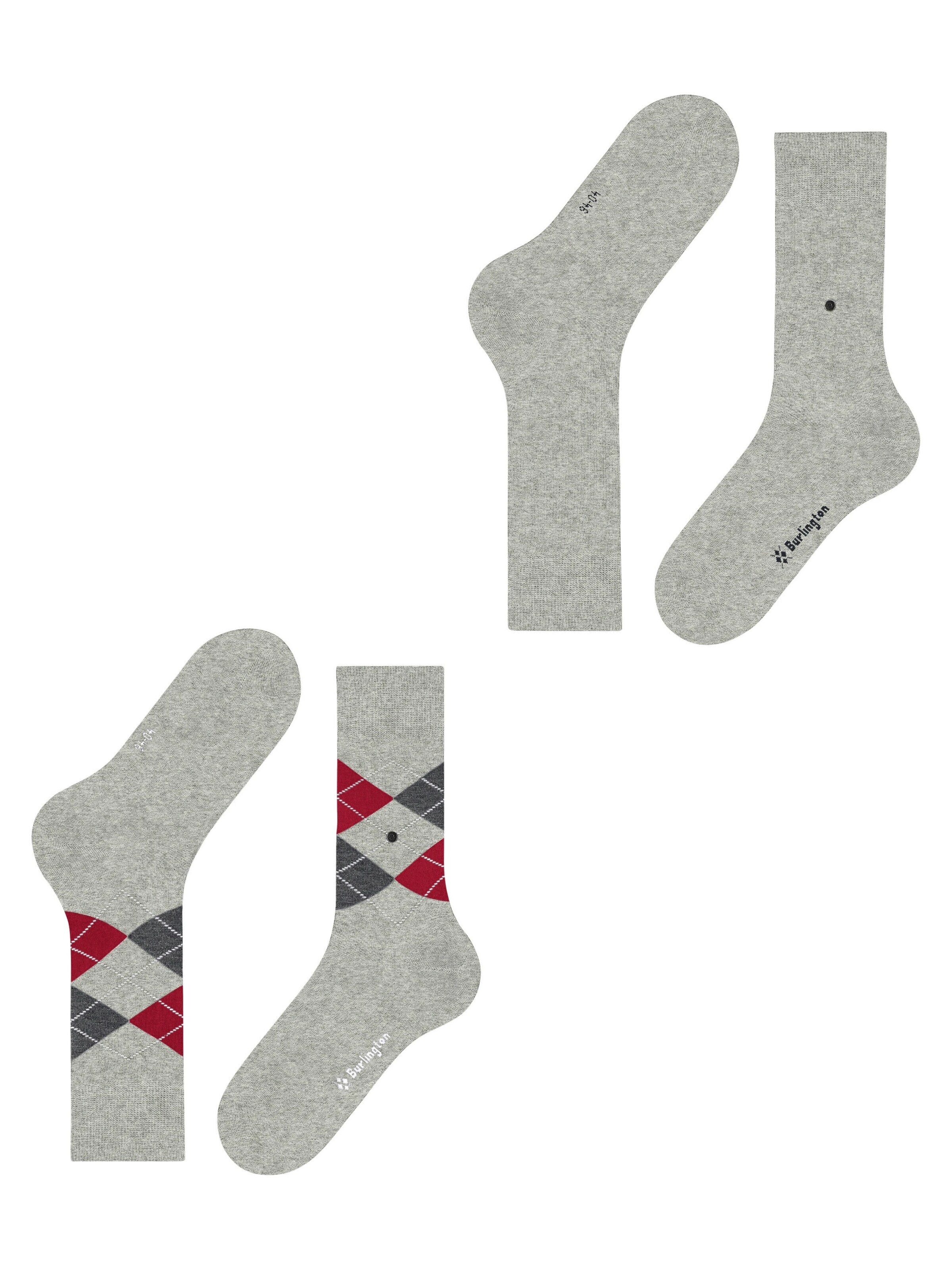BURLINGTON Socks 'Everyday Argyle Mix 2-Pack' in Grey