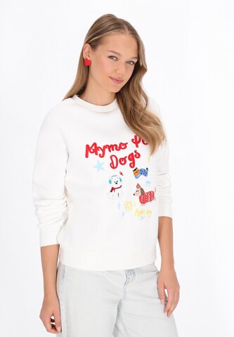 MYMO Sweatshirt 'Pop' in Wit: voorkant