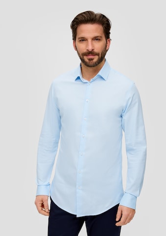 s.Oliver BLACK LABEL Slim fit Button Up Shirt in Blue: front