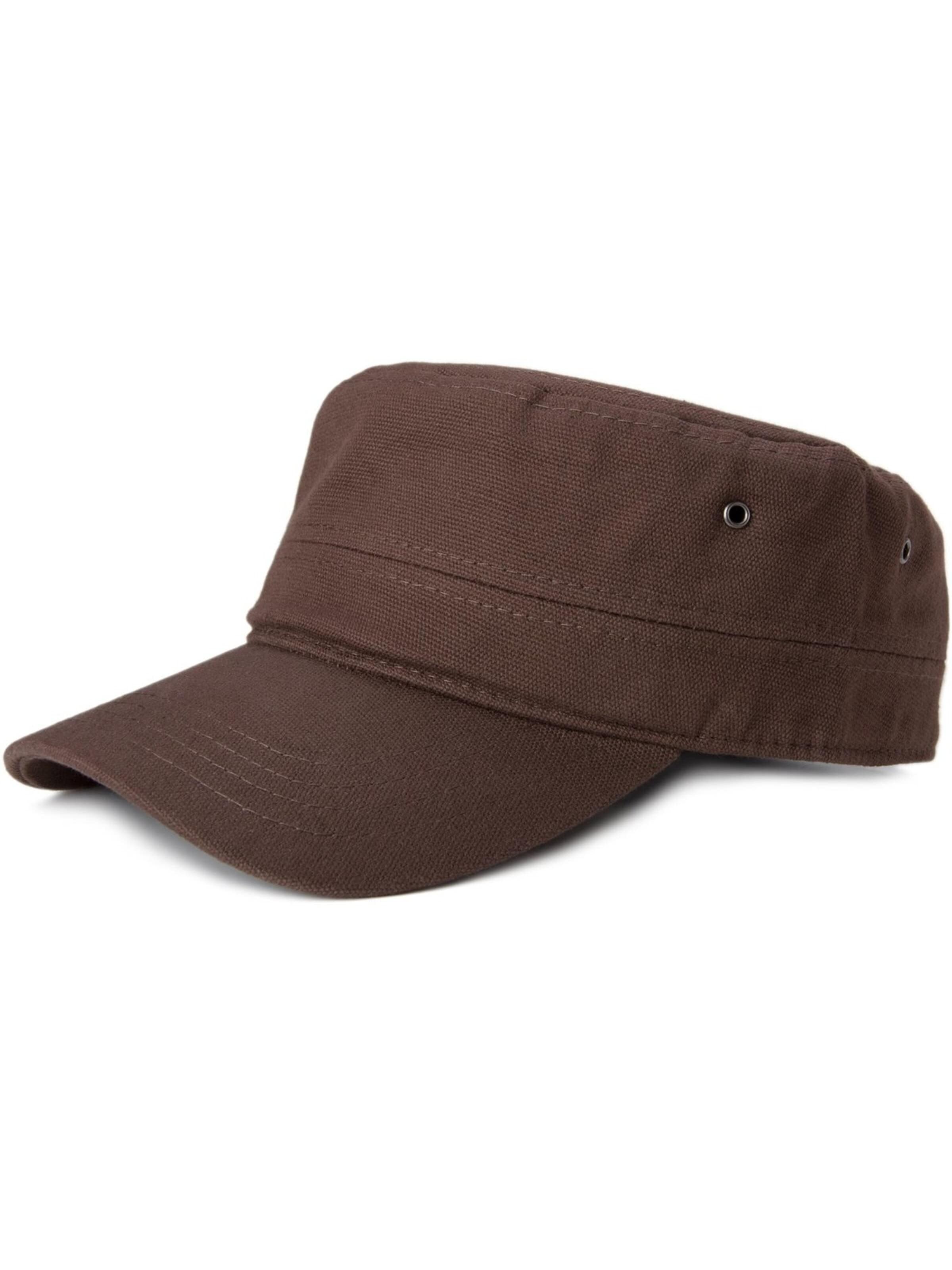styleBREAKER Cap 'Military Cap Baumwoll Canvas' in Brown: front