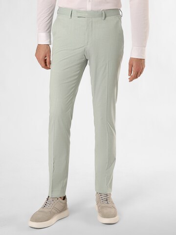 Finshley & Harding Slim fit Pleated Pants ' California ' in Green: front