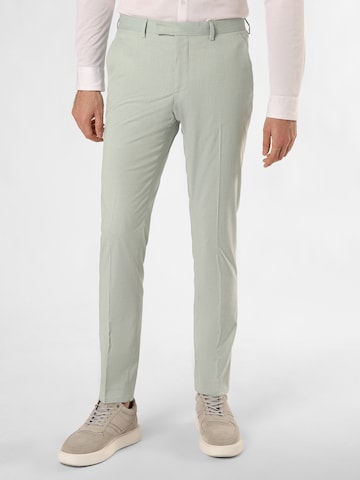 Finshley & Harding Slim fit Pleated Pants ' California ' in Green: front