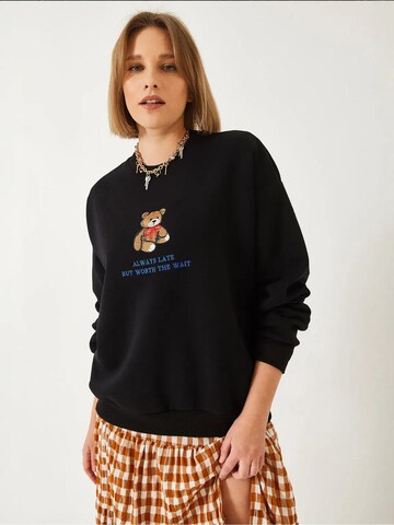 Bianco Lucci Sweatshirt in Zwart: voorkant