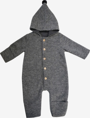 MAXIMO Dungarees 'GOTS BABY-Overall, Wollfleece Jerseyfutter, Knöpfe, Pompon' in Grey: front