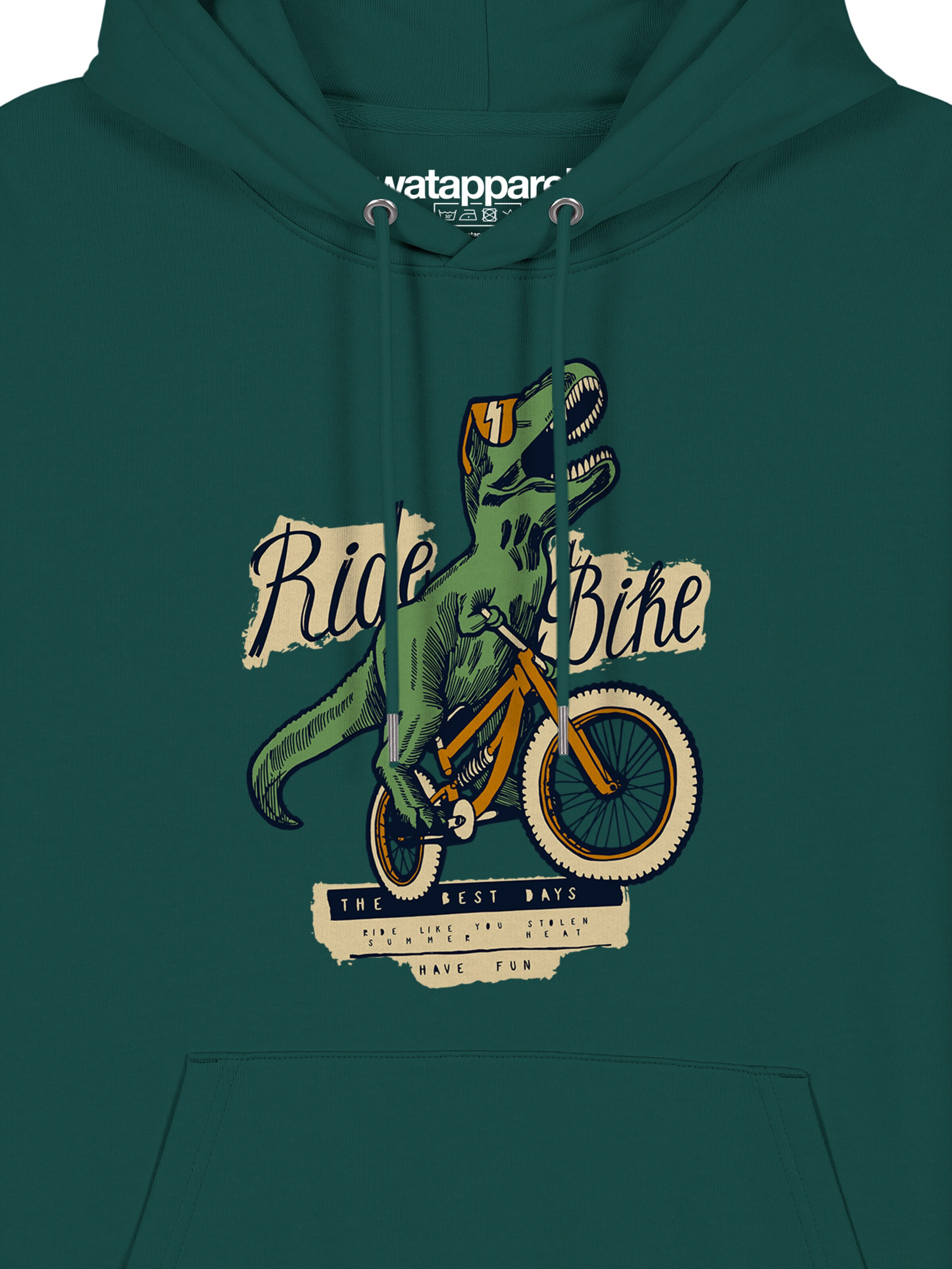 Watapparel Sweatshirt 'T-Rex Fahrrad' in Grün