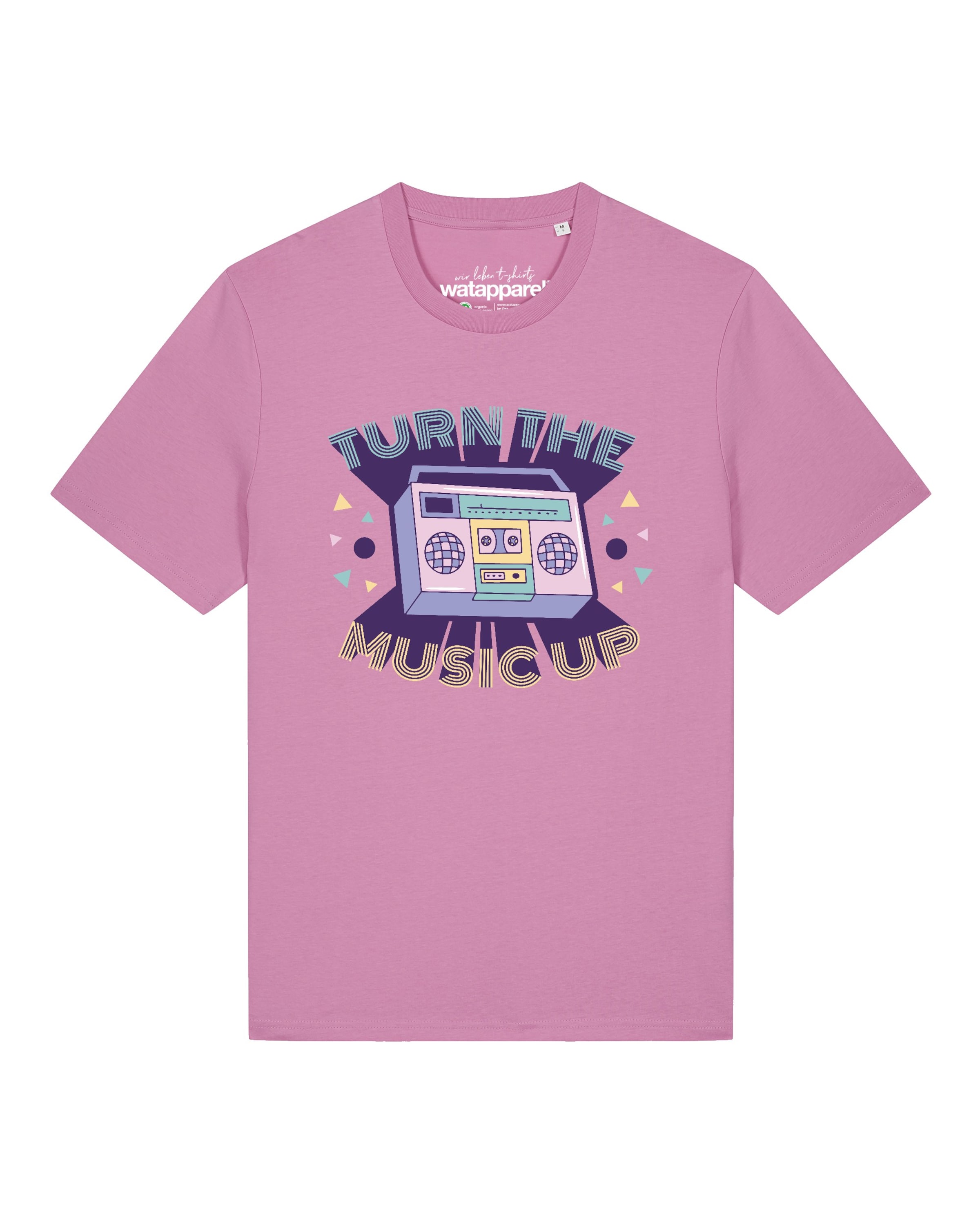 Watapparel Shirt 'Turn the music up' in Pink: front