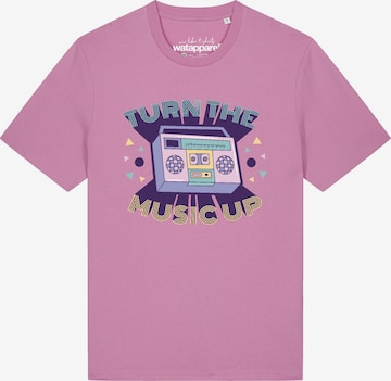 Watapparel Shirt 'Turn the music up' in Pink: front