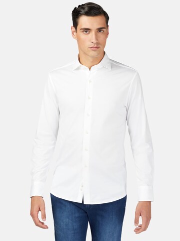 Coupe regular Chemise Boggi Milano en blanc : devant