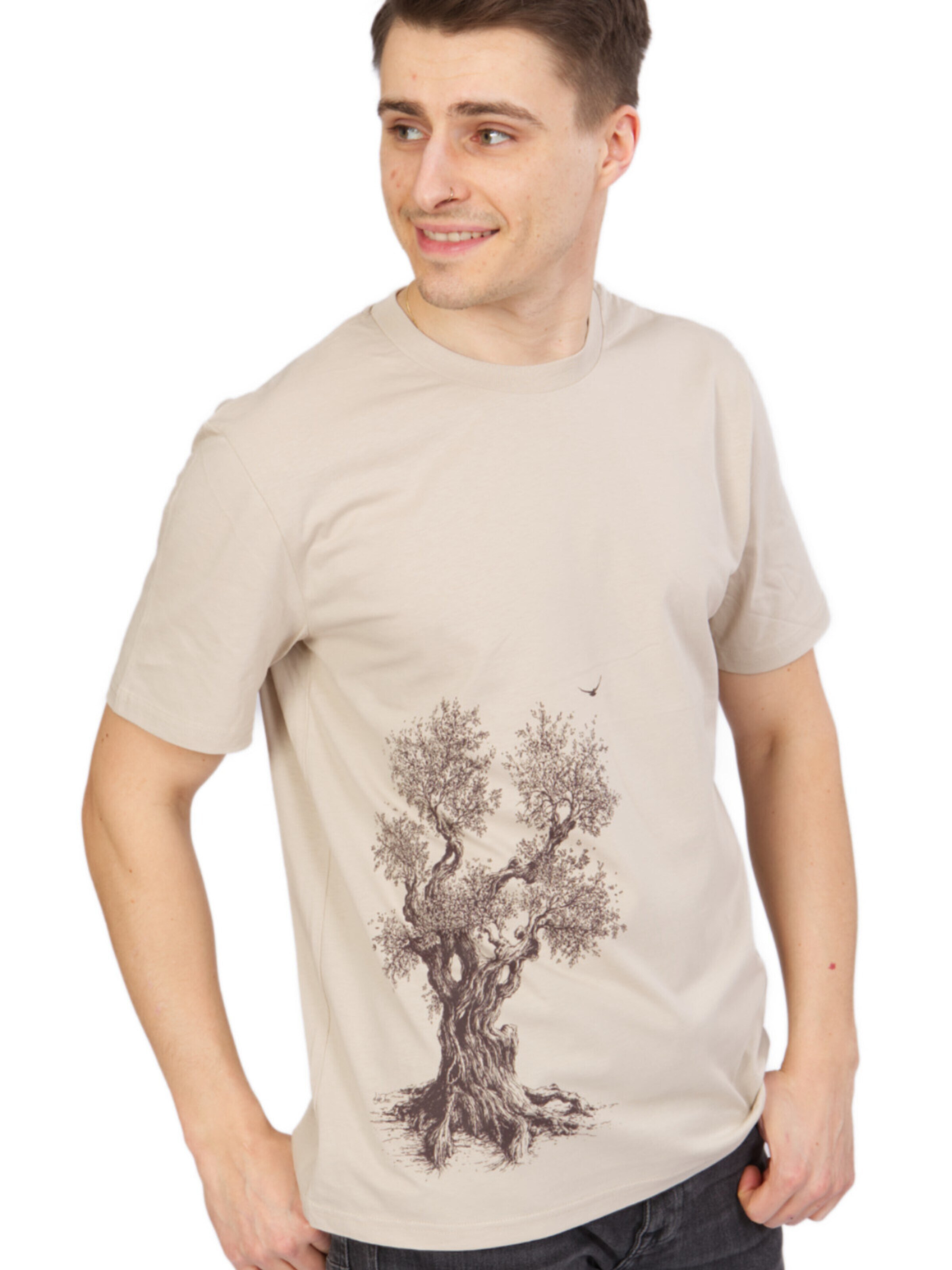 Life-Tree Shirt 'Organic Fairwear Olive Tree' in Beige