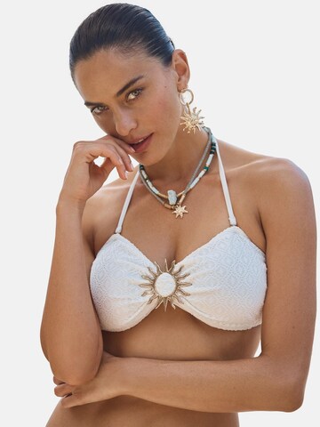 Bandeau Hauts de bikini love & roses en blanc : devant
