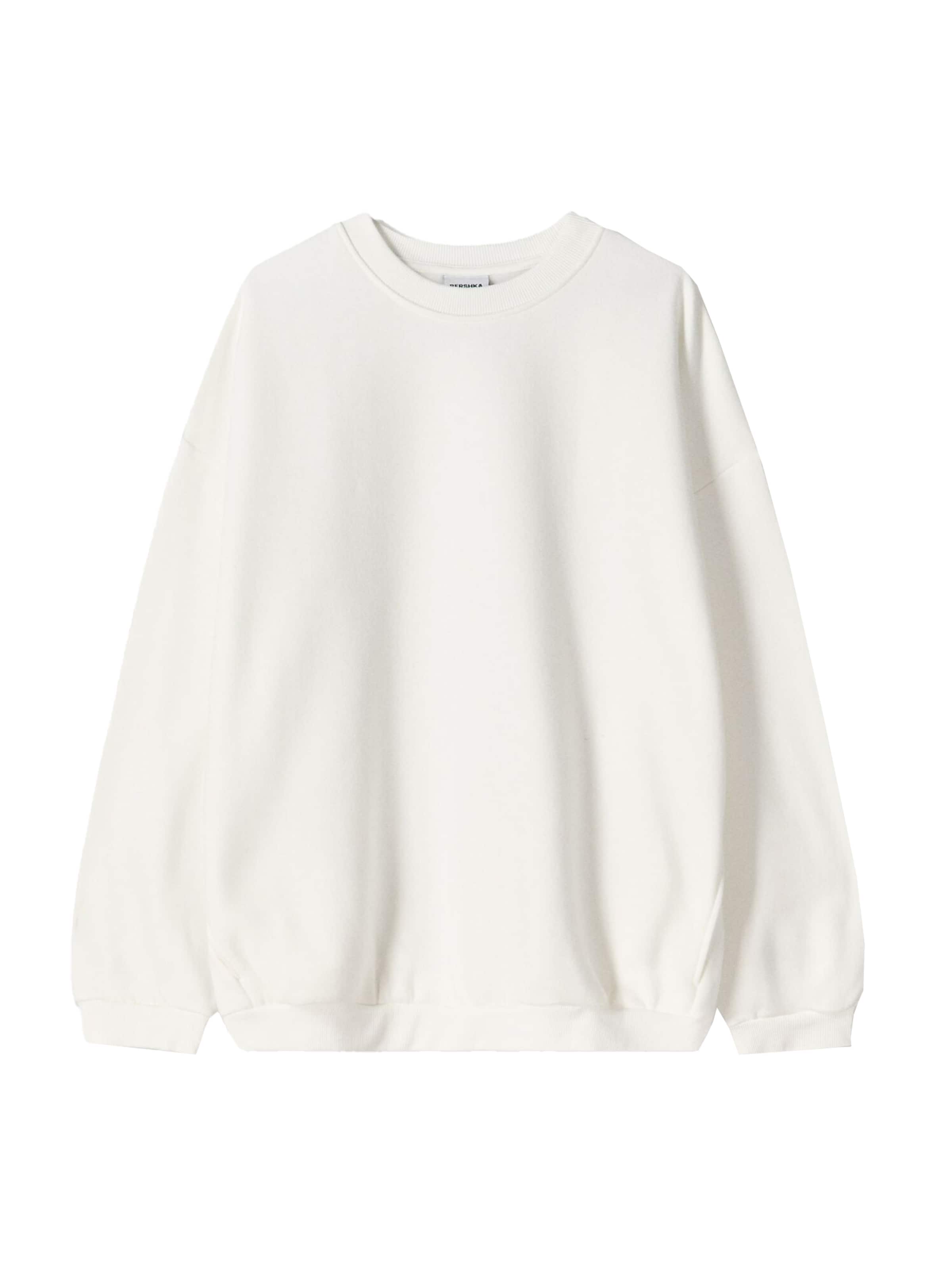 Bluză de molton de la Bershka pe alb: față