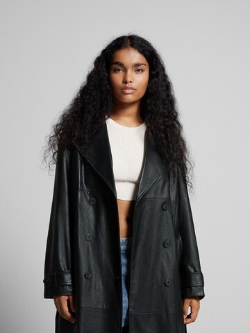 Manteau mi-saison Bershka en noir : devant