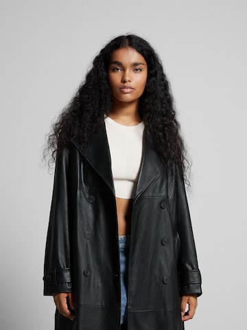 Bershka Between-Seasons Coat in Black: front