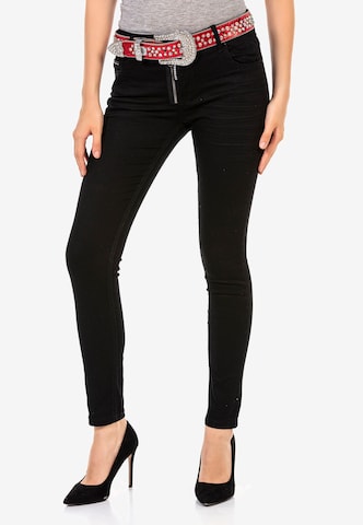 CIPO & BAXX Skinny Jeans in Zwart: voorkant