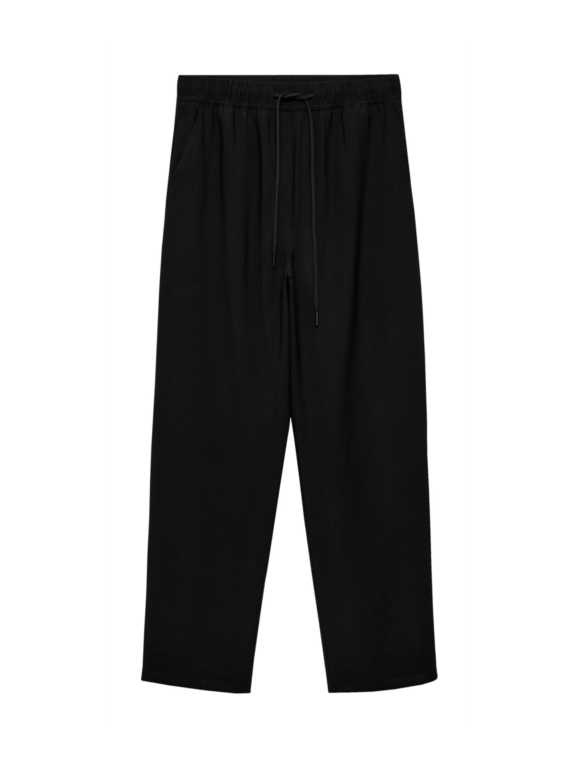 Largi Pantaloni 'FLUIDO' de la MANGO pe negru: față