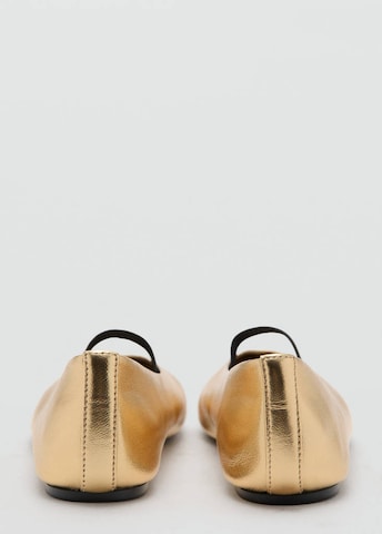 MANGO Ballet Flats with Strap 'Orio' in Gold
