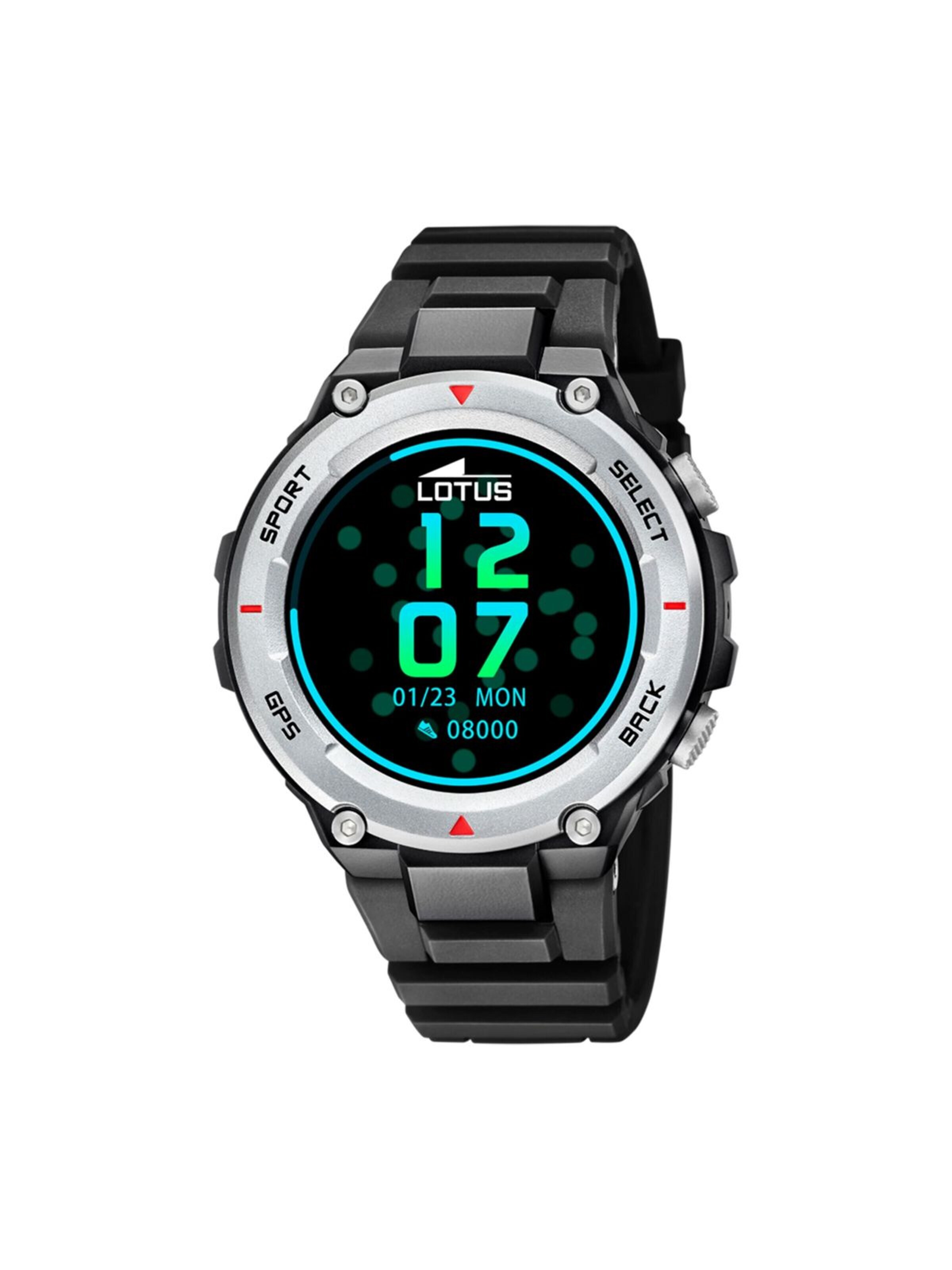 Montre digitale Lotus en argent : devant
