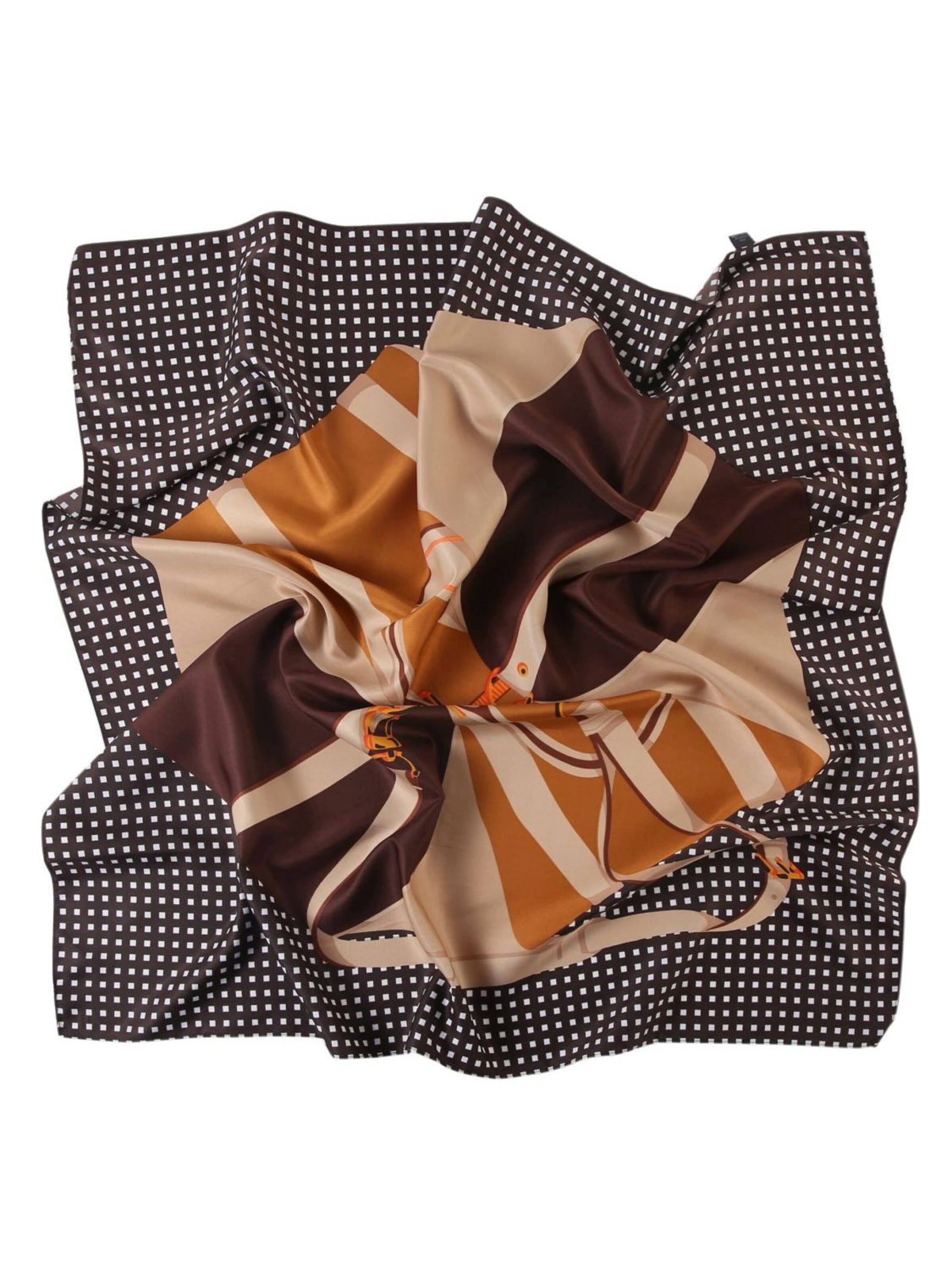 alberto cabale Scarf 'Grand carré de Soie Selling Zoé' in Brown: front