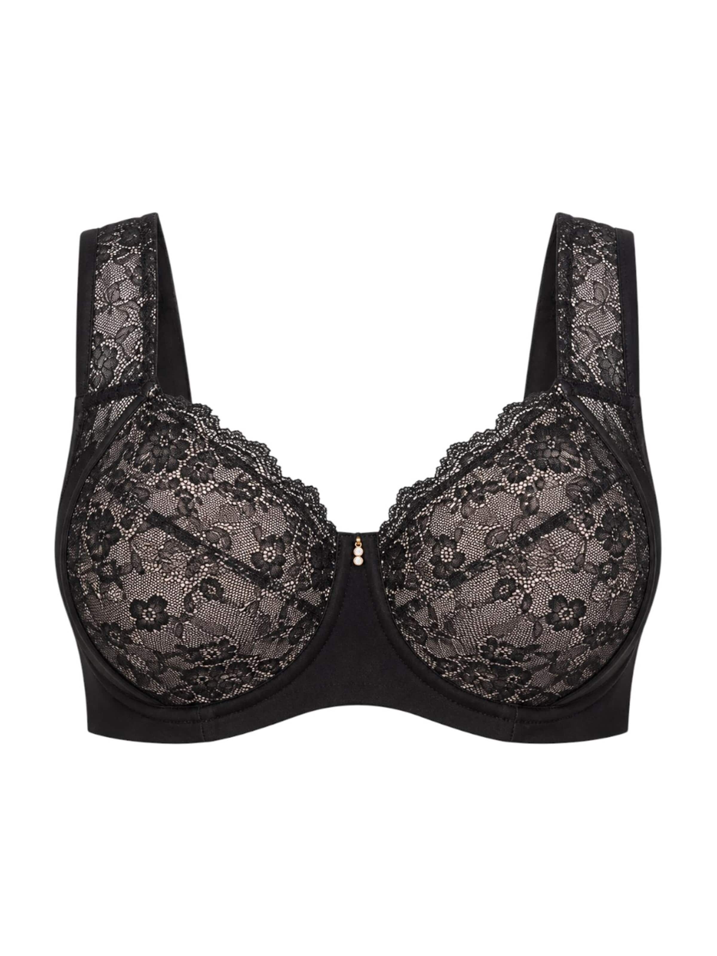 MILENKA Klassiek BH 'ORHIDEJA - softcup wire BH - padded straps' in Zwart: voorkant