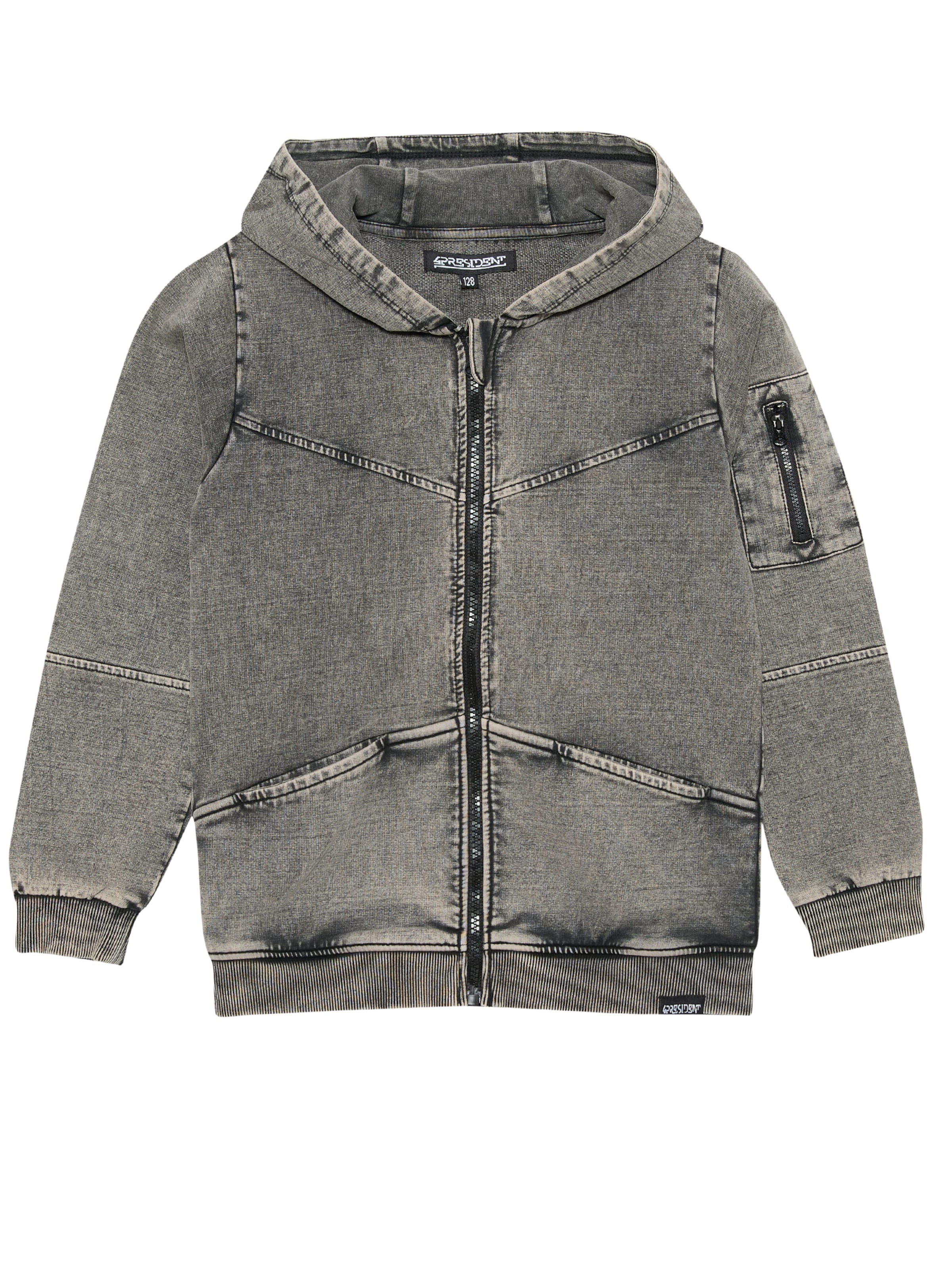 4PRESIDENT Zip-Up Hoodie 'Nijs' in Grey: front