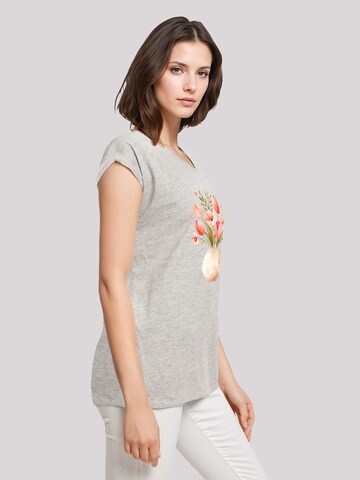 T-shirt 'Rosa Frühlingsblumenstrauß In Vase' F4NT4STIC en gris