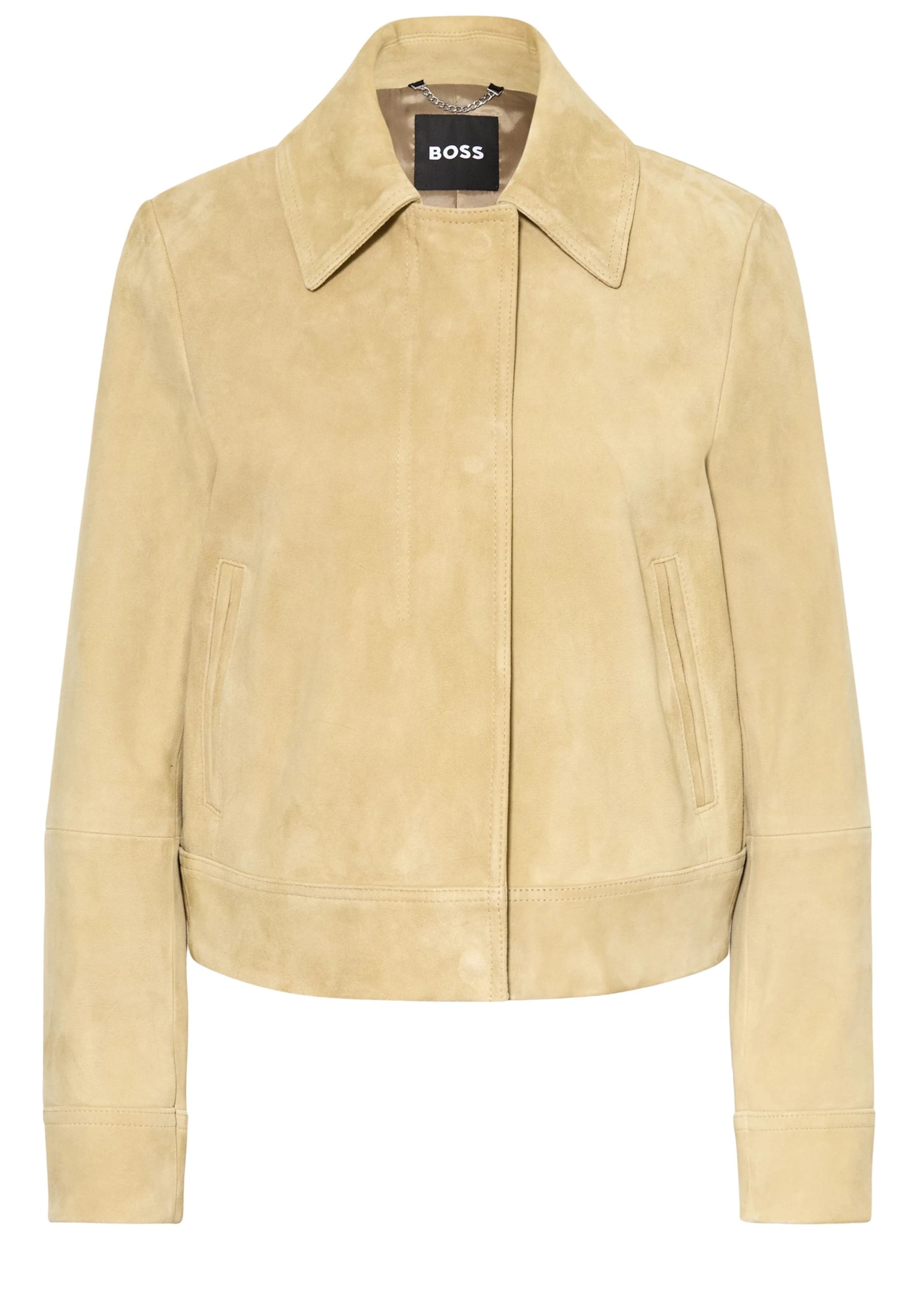 BOSS Lederjacke in Beige: Vorderseite