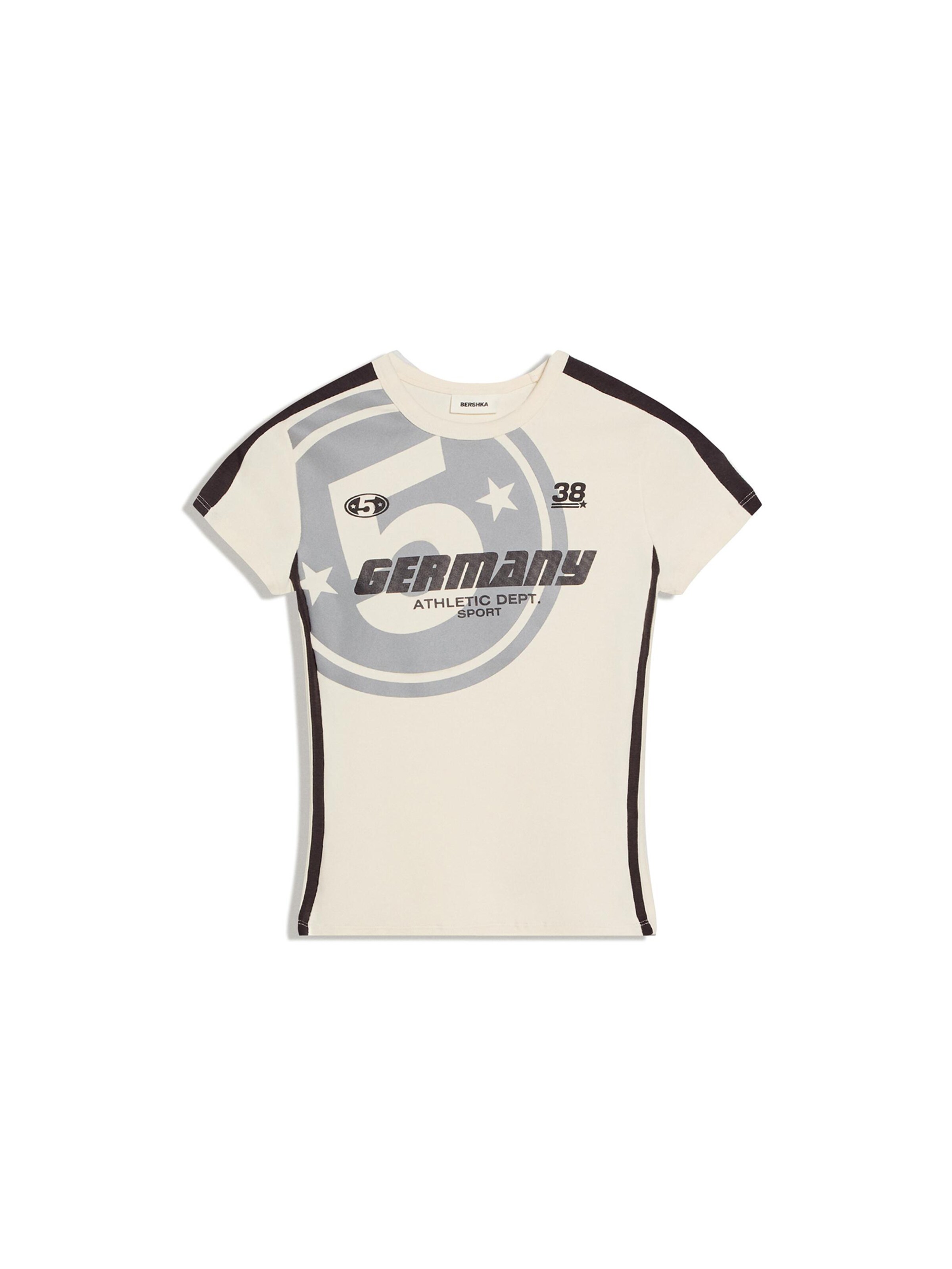 Bershka Shirt in de kleur Grijs / Zwart / Wit, Productweergave