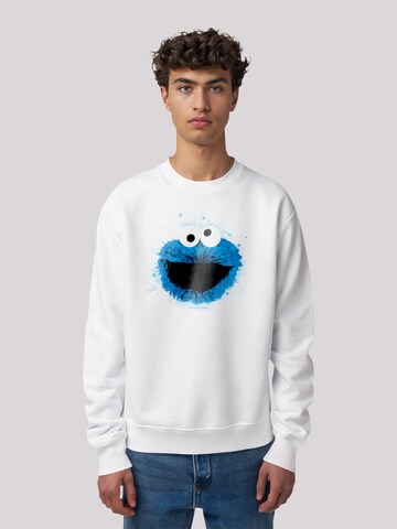 F4NT4STIC Sweatshirt 'Sesamstraße Cookie Monster Watercolor' in Weiß: Vorderseite