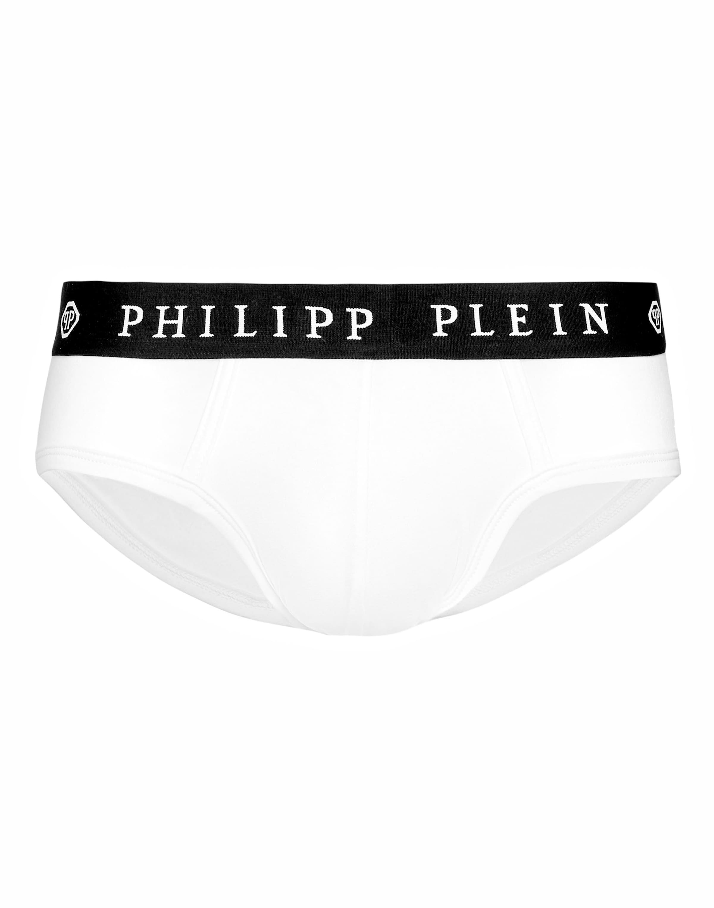 Philipp Plein - Cueca 'Skull' em branco: frente