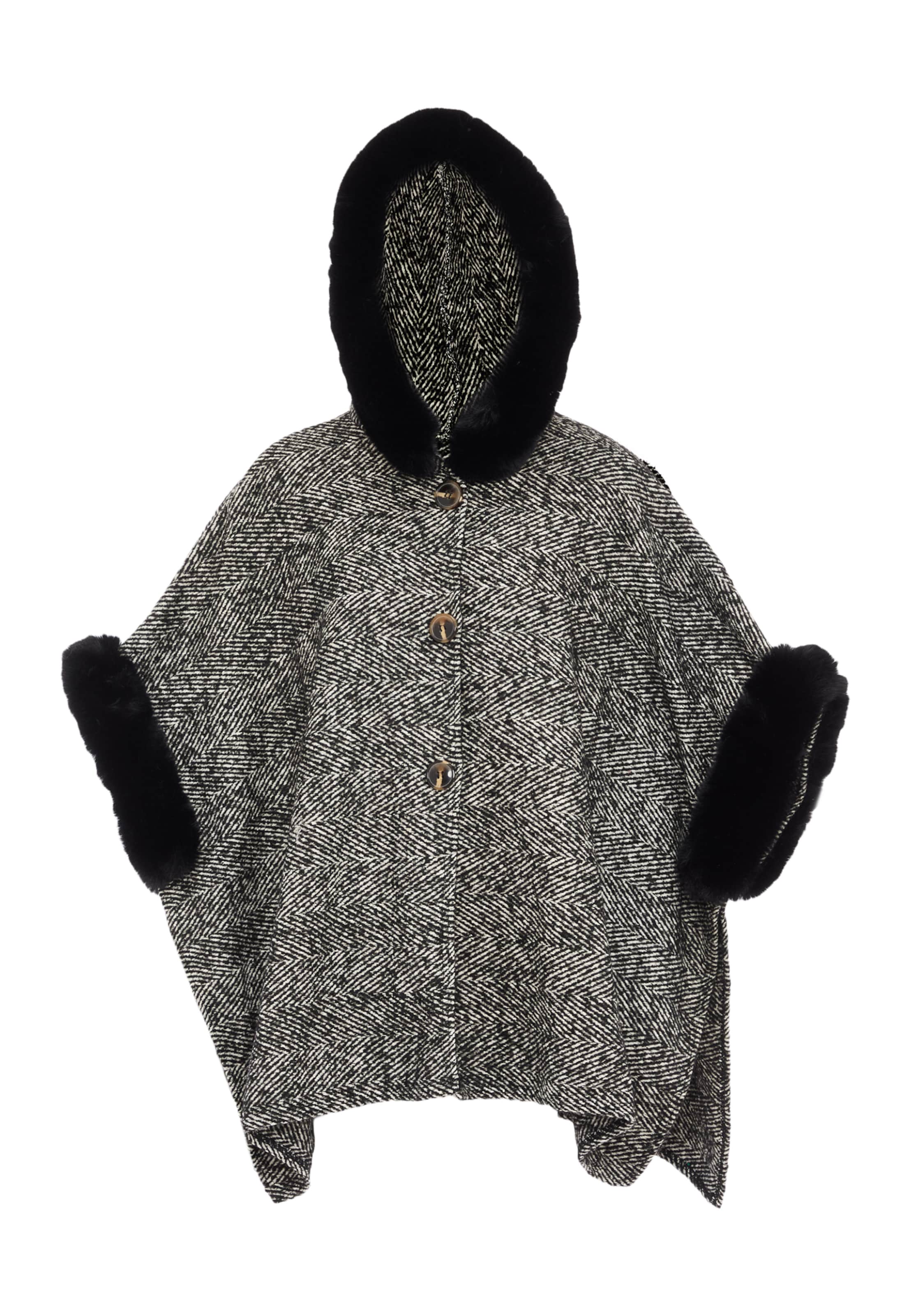 FRAULLY Cape in Zwart: voorkant