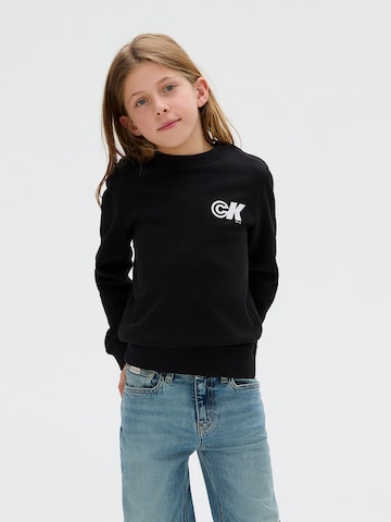 Bluză de molton de la Calvin Klein Jeans pe negru: față