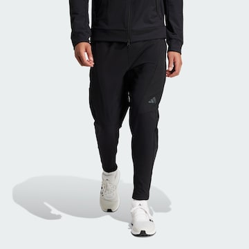Effilé Pantalon de sport 'Designed For Training' ADIDAS PERFORMANCE en noir : devant