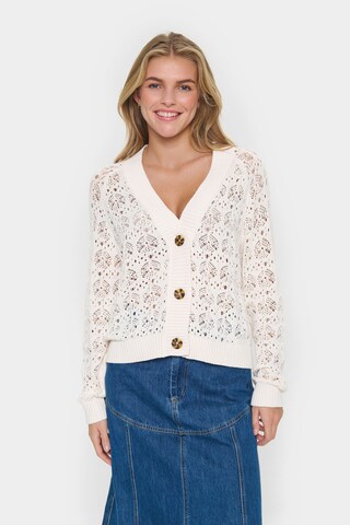 SAINT TROPEZ Strickjacke 'Juna' in Weiß: Vorderseite