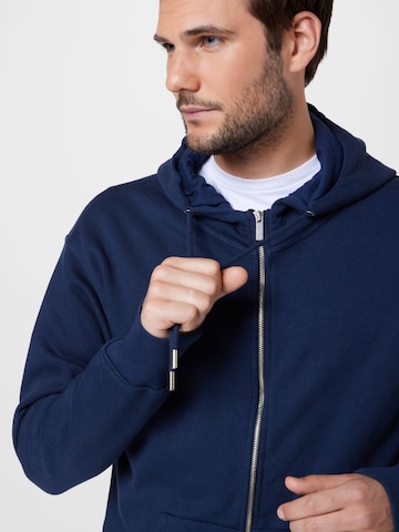 !Solid Zip-Up Hoodie in Blue