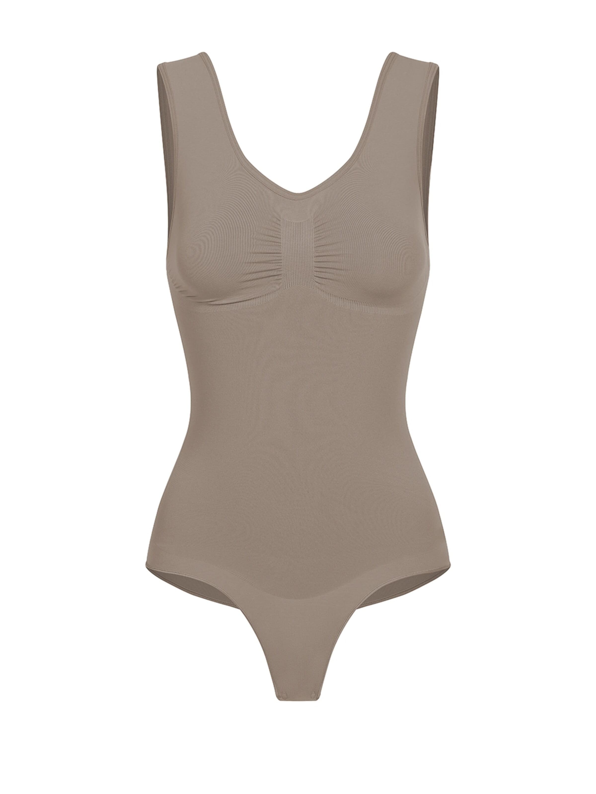 cfab (formerly creamy fabrics) Shapingbody 'Tank Bodysuit Sculpting Shapewear mit String' in Grijs: voorkant