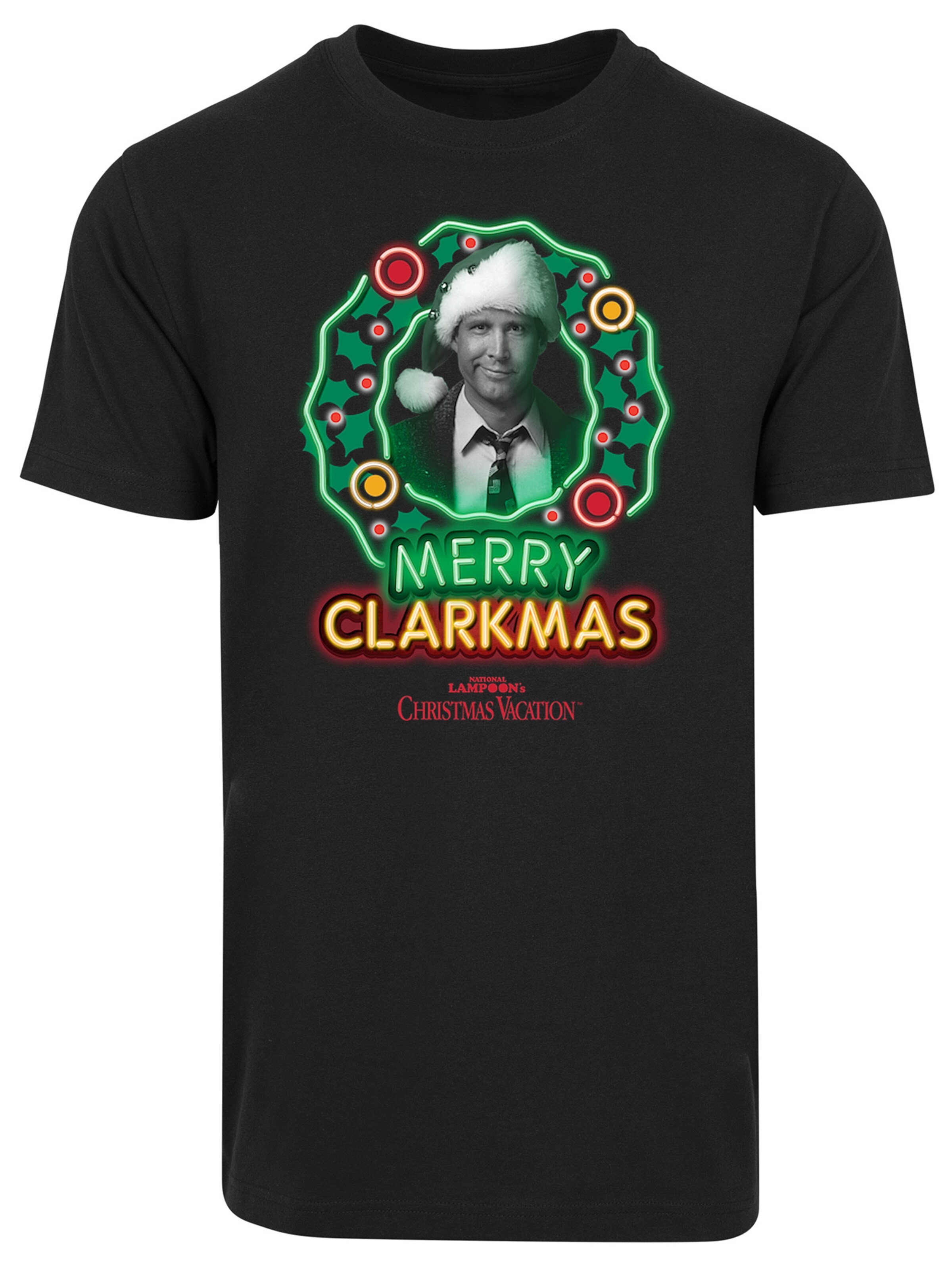 F4NT4STIC T-Shirt 'Lampoons Christmas Vacation Merry Clarkmas' in Schwarz: Vorderseite