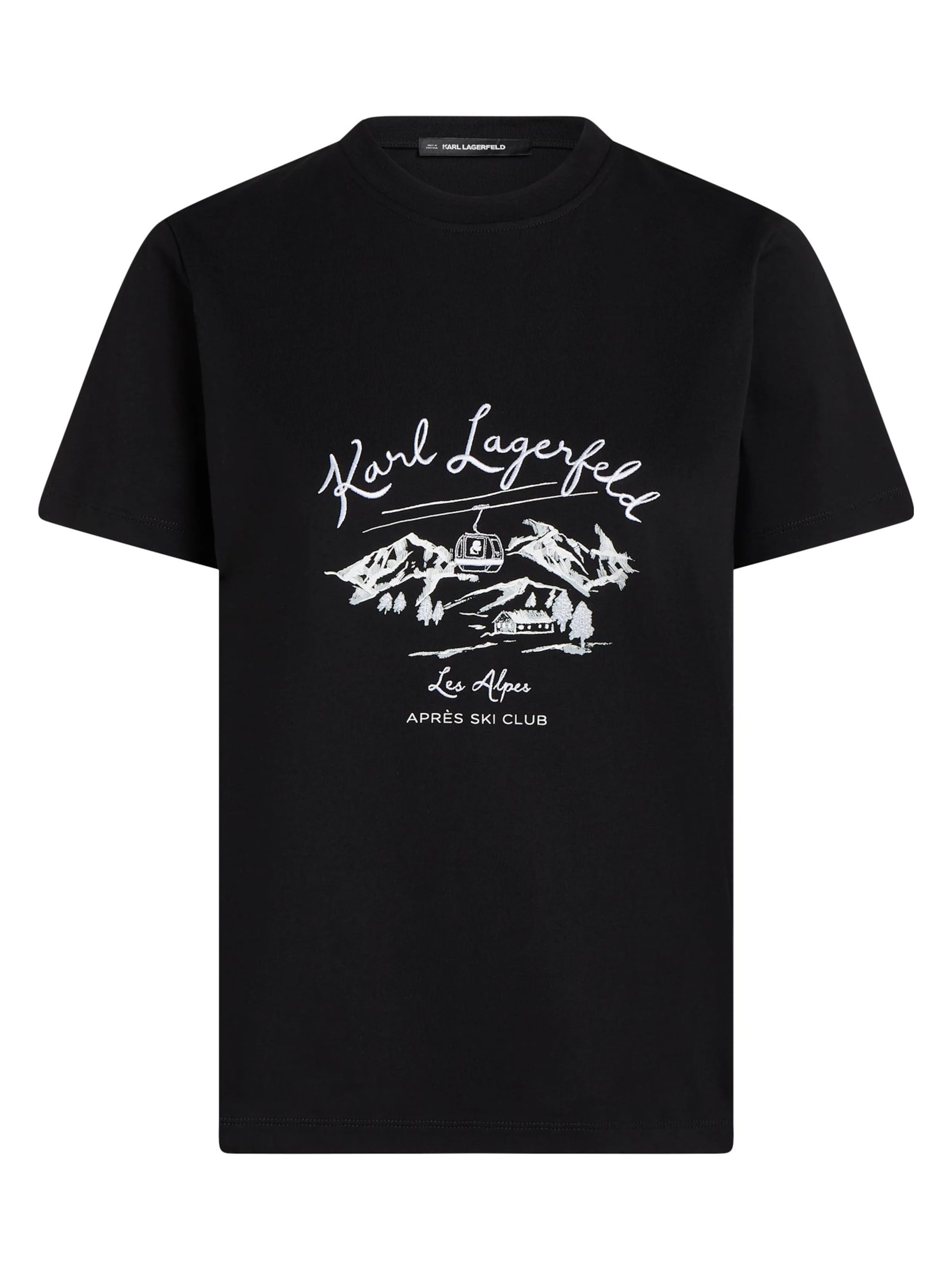Karl Lagerfeld - Camiseta 'Après Ski Club' en negro: frente
