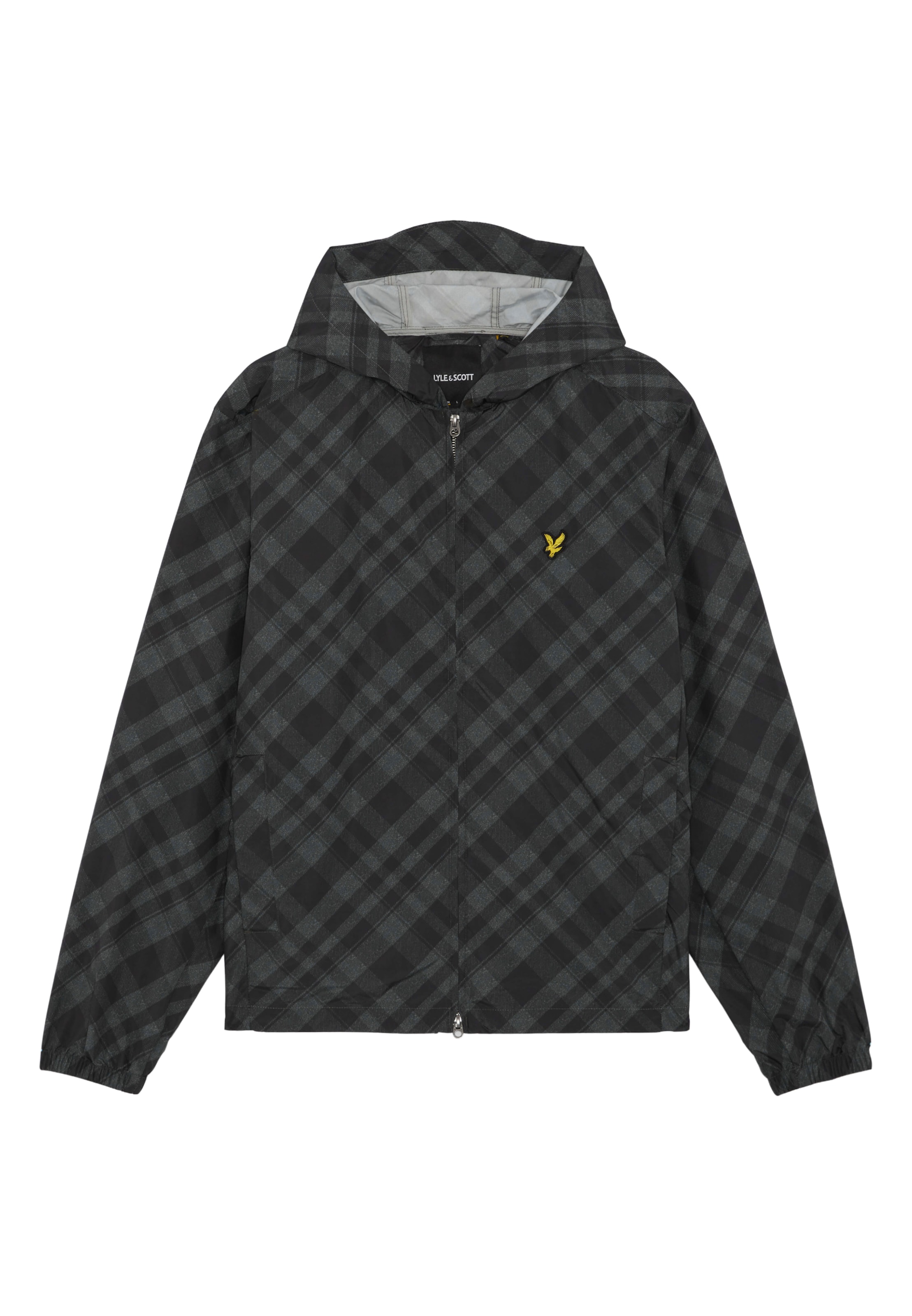 Lyle & Scott - Casaco meia-estação 'Tartan' em preto: frente